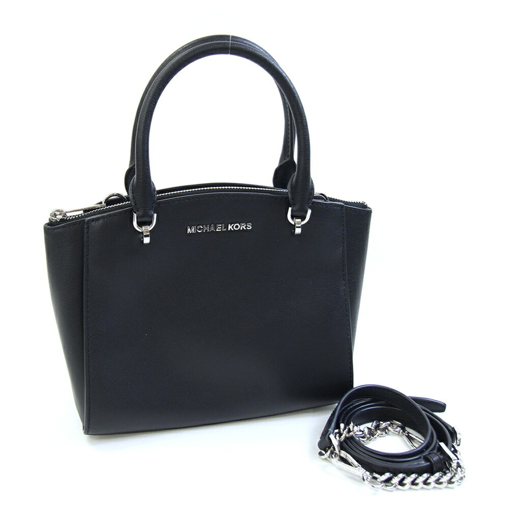 Michael Kors handbag 35H7SE0S1L Black leather shoulder bag with chain strap f...